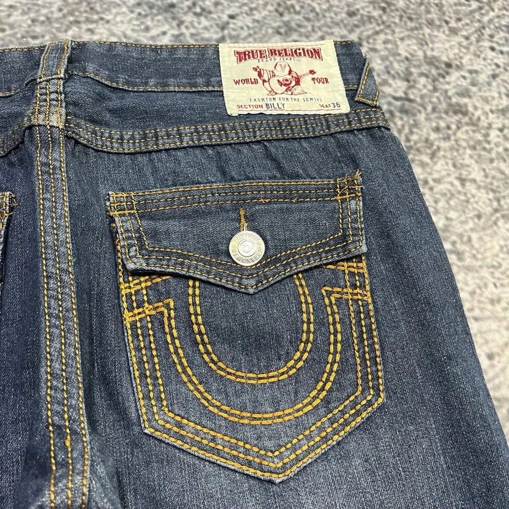 True Religion Billy Jeans Mens 36x32‎ Blue Denim Y2K Bootcut Baggy Hip-Hop